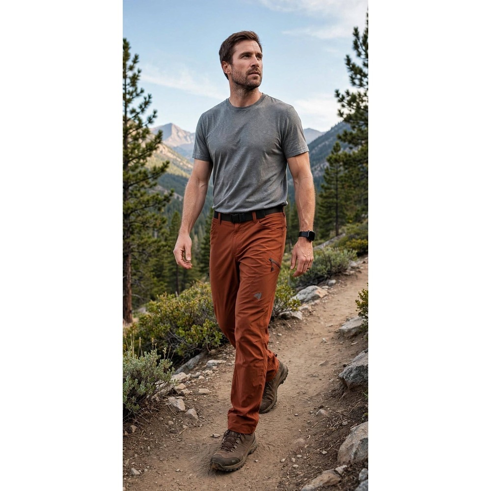 Eddie Bauer Mens 36x30 First Ascent Guide Pants Rust Orange Hiking Outdoor Trail